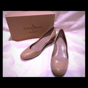 Cole Haan, beige patten wedge